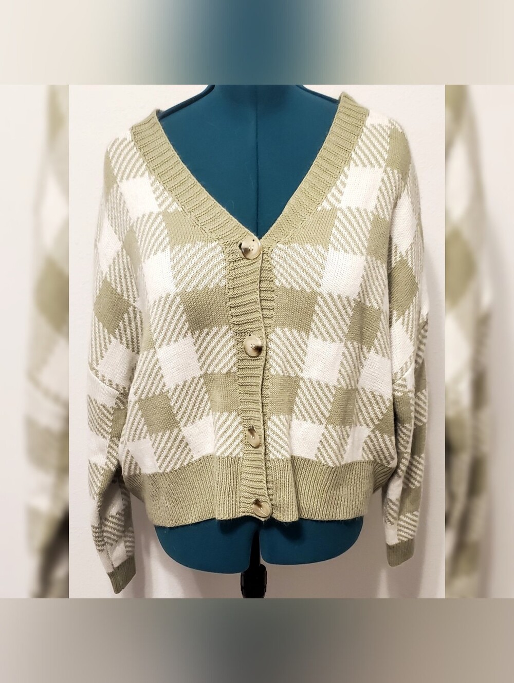 Just Polly Button-Up Cropped Sweater